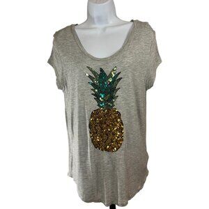 H&M Grey pineapple sequin t-shirt Size M